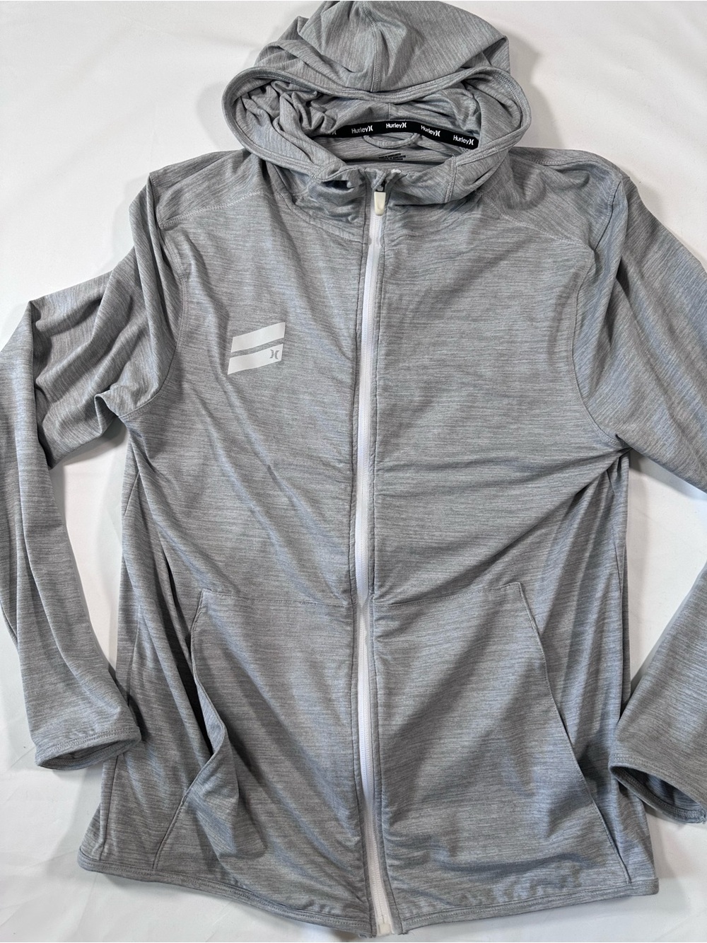 Hurley Lightweight Hooded Zip Jacket in Light Gray